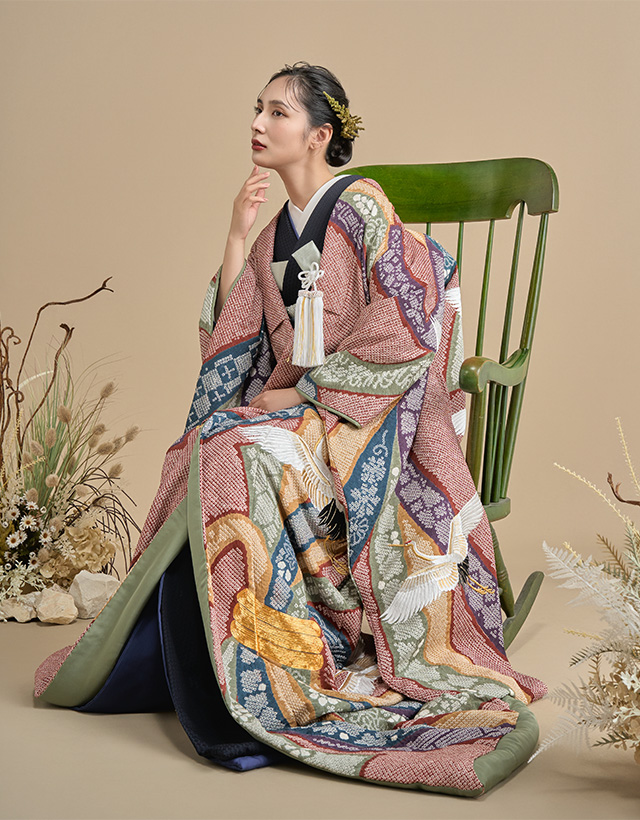 色打掛 熨斗目飛翔鶴